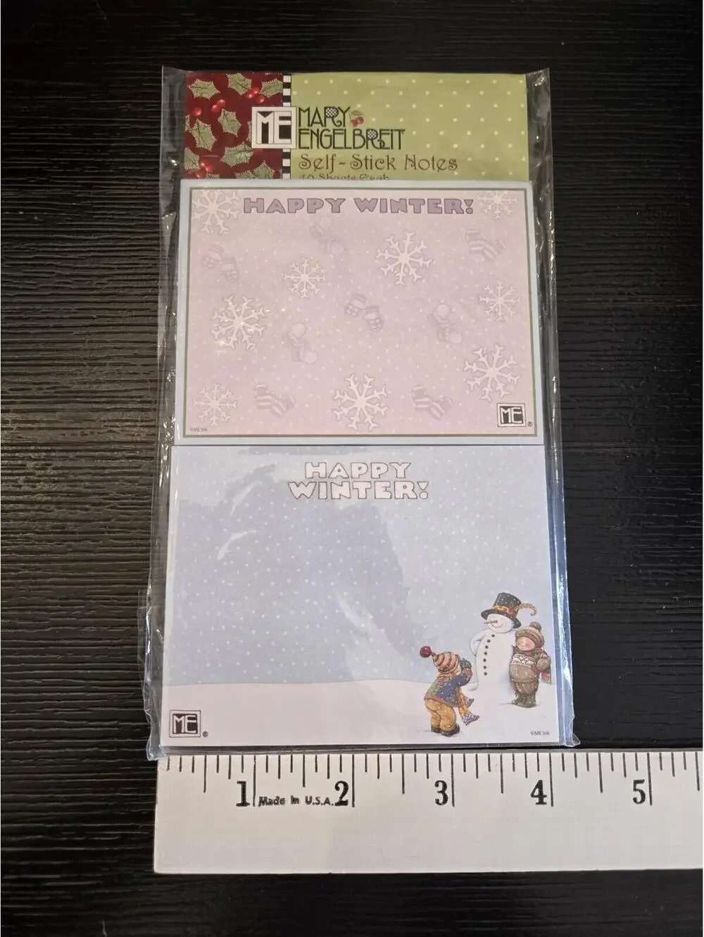 Mary Engelbreit Happy Winter Self Stick Notes Set Sealed Snowman Mittens 2 Pack